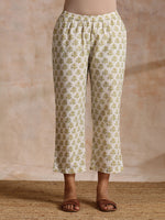 Thumbnail for trueBrowns Green Buta On Off-White Block Print Cotton Co-Ord Set - Distacart