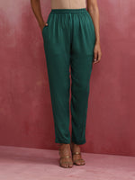 Thumbnail for trueBrowns Green Modal Pleated Kurta Set