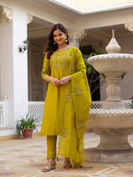 Thumbnail for Pramukh Fab Mustard Color Viscose Mango Silk Kurta Set - Distacart