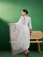 Thumbnail for Sangria Off White Embroidered A-Line Kurta With Trouser & Dupatta