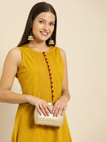 Thumbnail for All About You Women Mustard Yellow Self Design Pure Cotton A-Line Kurta with Palazzos - Distacart