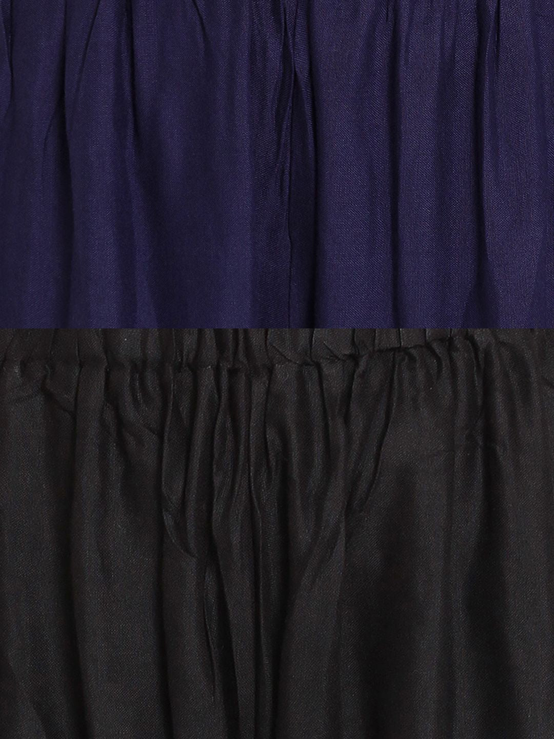 TAG 7 Women Pack Of 2 Black & Navy Blue Solid Flared Palazzos
