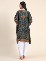 Thumbnail for HOUSE OF KARI Ethnic Motifs Printed Chikankari Embroidery Cotton Kaftan Kurta - Distacart