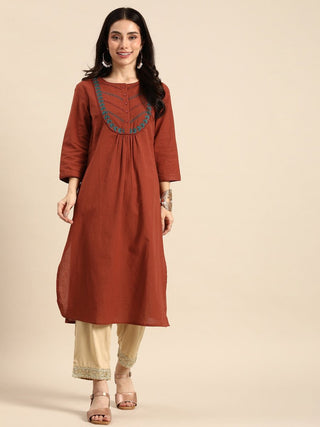 All About You Women Ethnic Motifs Embroidered Thread Work Kurta - Distacart