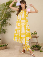 Thumbnail for Indo Era Women Ethnic Motifs Printed Pleated Pure Cotton Kurta with Trousers