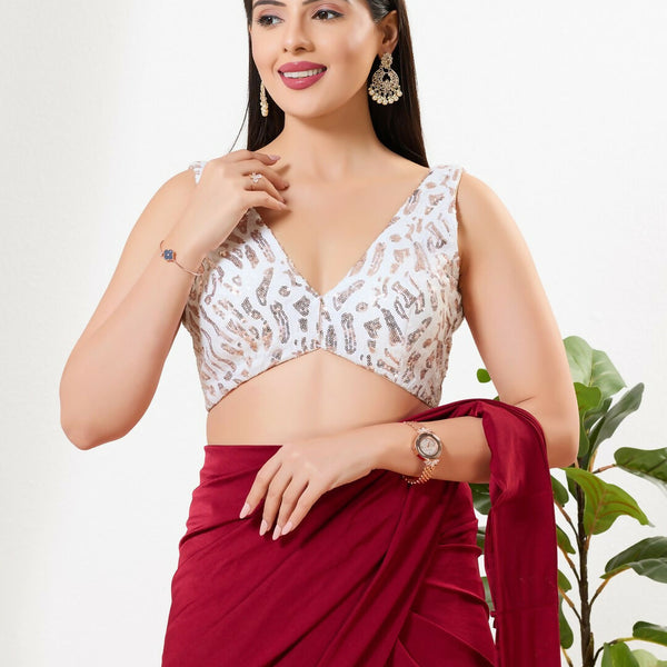 Joban Fashion Copper Sequence Padded Blouse With V Neck Sleeveless