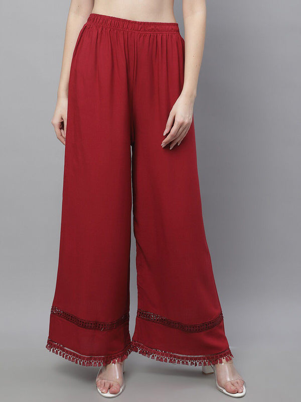 TAG 7 Women Hem Design Flared Ethnic Palazzos - Distacart