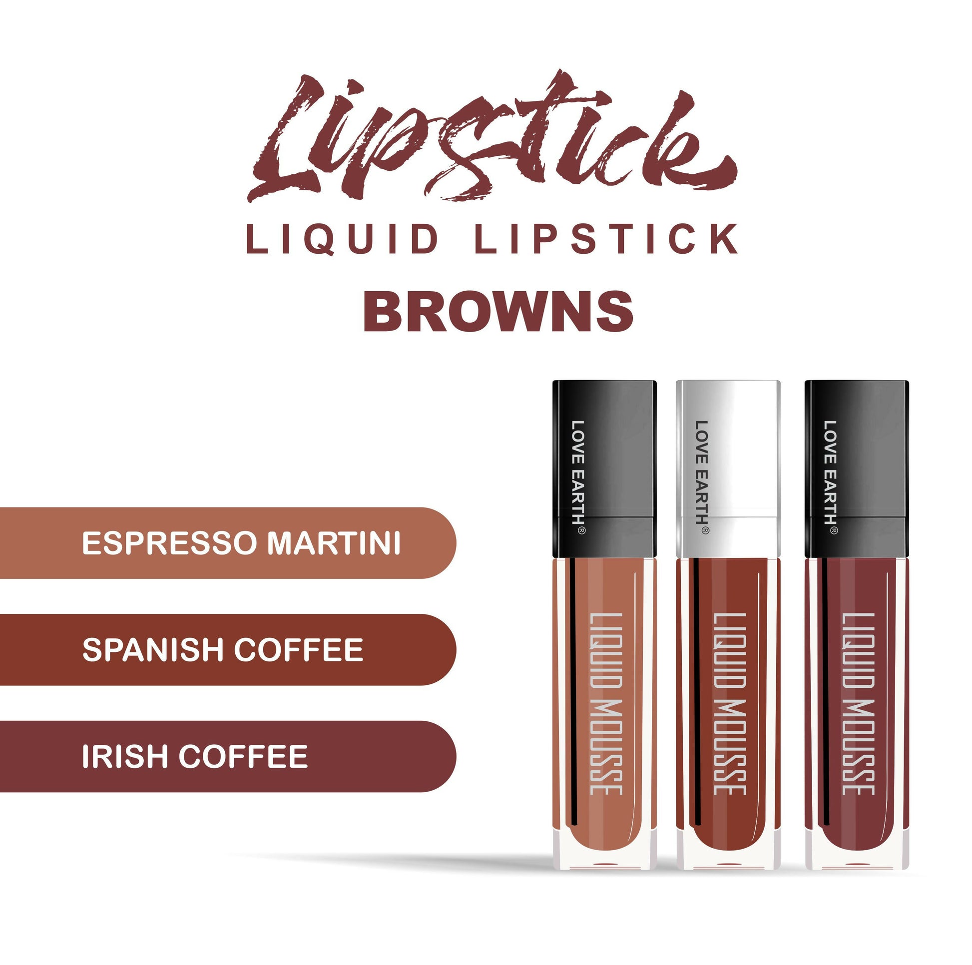 Love Earth Liquid Mousse Matte Lipstick - Browns - Distacart