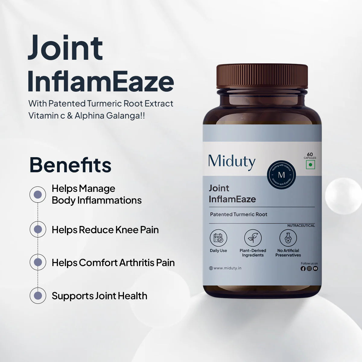 Miduty by Palak Notes Joint InflamEaze Capsules (Formerly Joint Pain Relief)