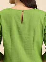 Thumbnail for All About You Women Green & Pink Ethnic Motifs Yoke Design Thread Work Pure Cotton Kurta - Distacart