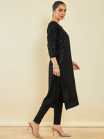 Thumbnail for Soch Ethnic Motifs Embroidered Sequinned Regular Kurta - Distacart