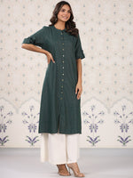 Thumbnail for Ode by House of Pataudi Striped Roll Up Sleeves Pure Cotton Kurta - Distacart