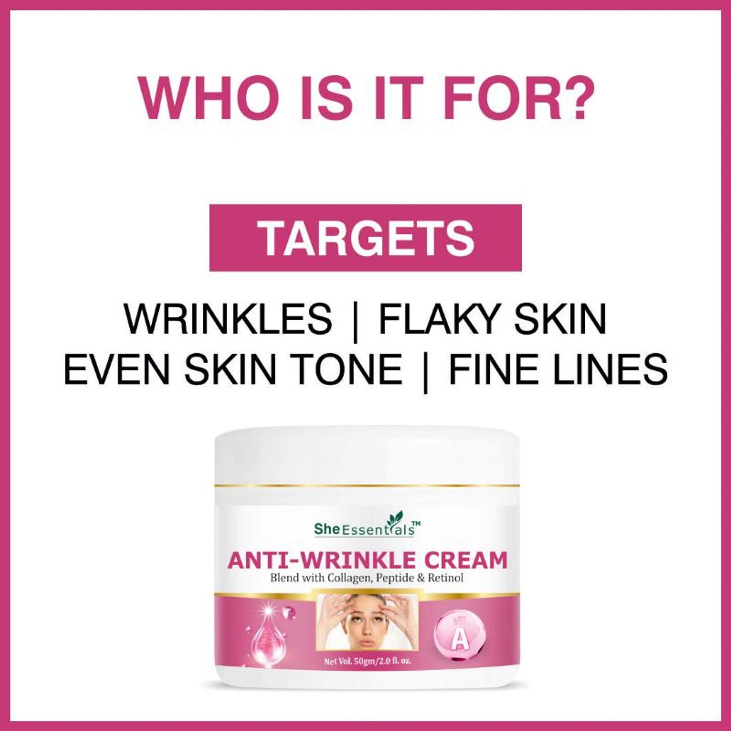 She Essentials Anti Wrinkle Face Cream With Peptide & Retinol