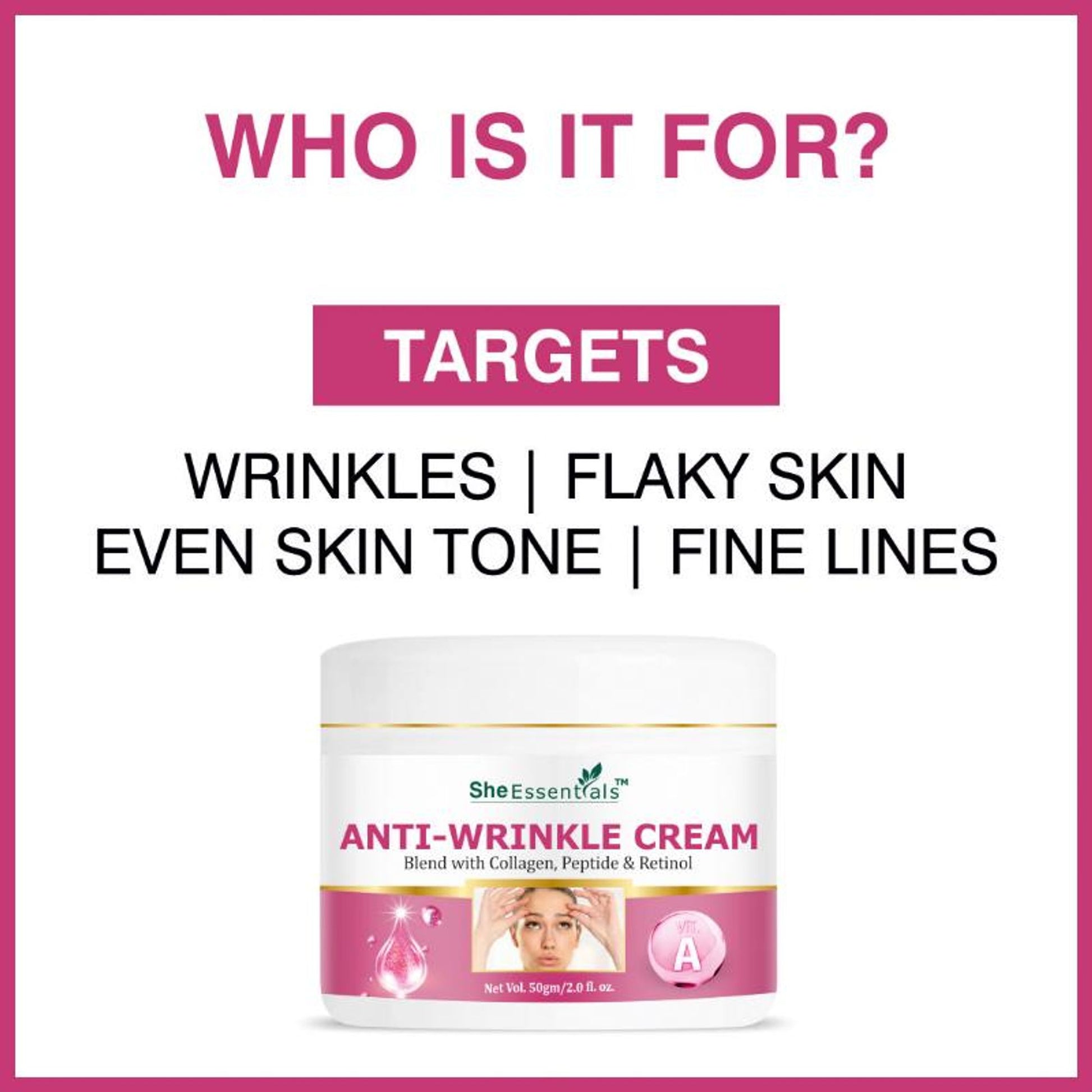 She Essentials Anti Wrinkle Face Cream With Peptide & Retinol