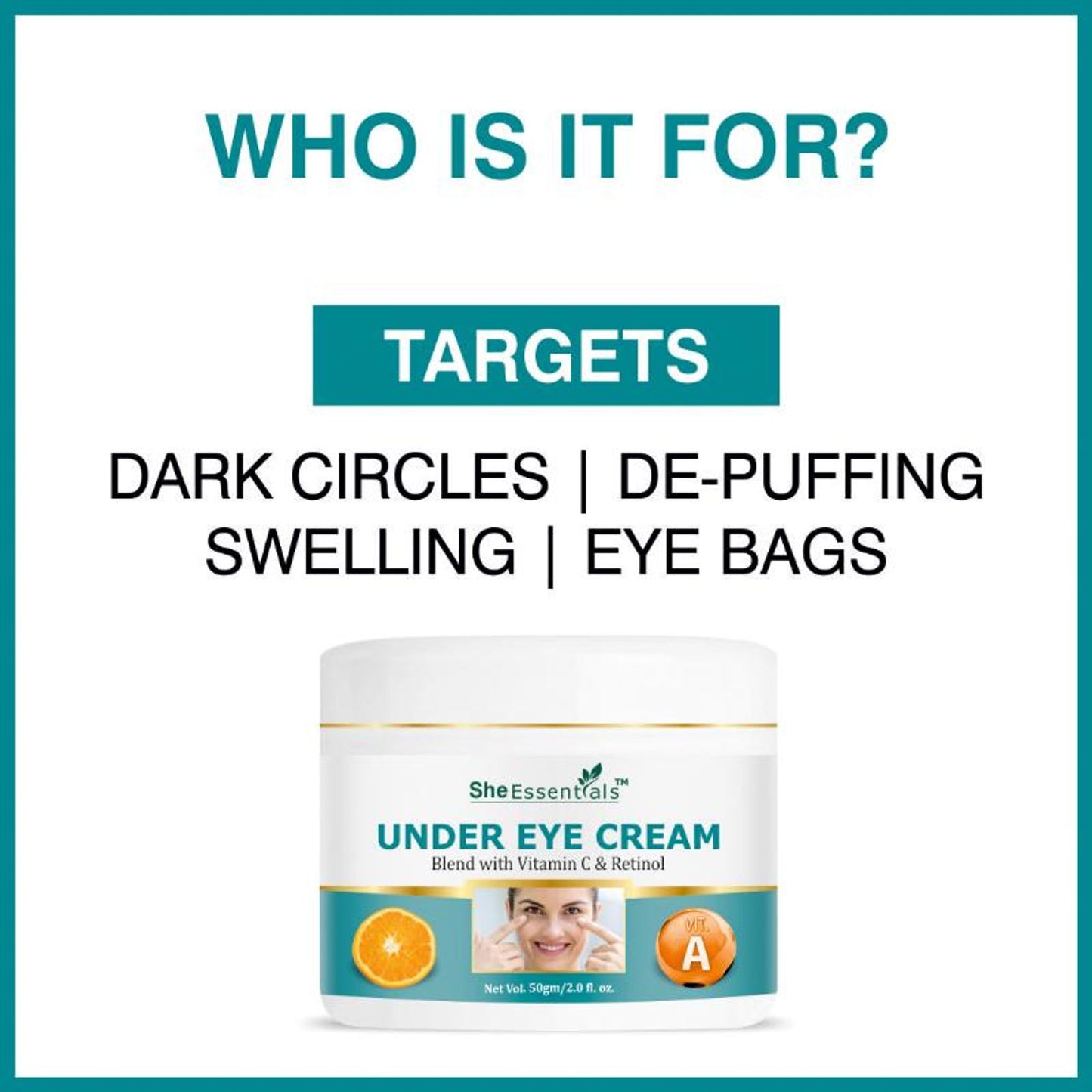 She Essentials Hydrating Natural Under Eye Cream With Vitamin C & Retinol