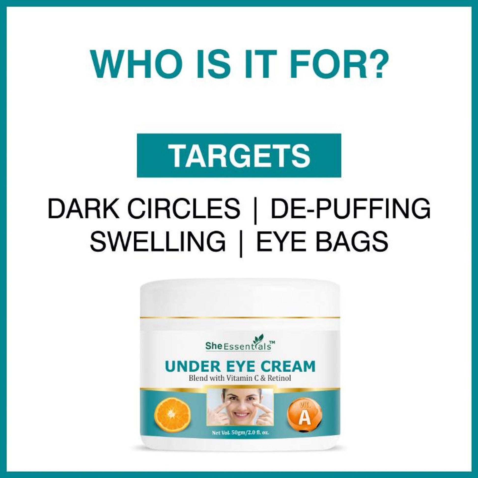 She Essentials Hydrating Natural Under Eye Cream With Vitamin C & Retinol