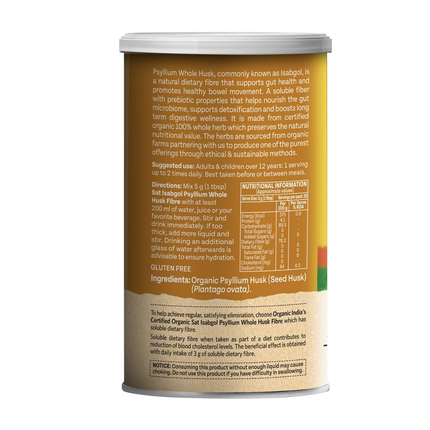 Organic India Sat Isabgol Psyllium Whole Husk Powder - Distacart