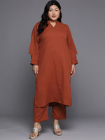 Thumbnail for Sztori Plus Size Mandarin Collar Straight Kurta With Trouser - Distacart