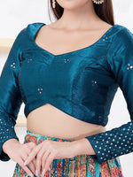 Thumbnail for Joban Fashion Cobalt-Blue Gajji Silk Elbow Sleeveless Back Open Blouse