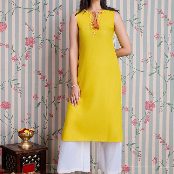Ode by House of Pataudi Embroidered Straight Kurta with Palazzos - Distacart