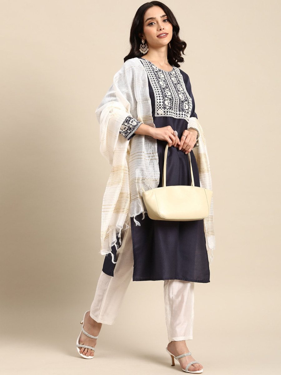 All About You Women Ethnic Motifs Embroidered Kurta With Trousers & With Dupatta - Distacart
