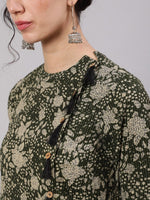 Thumbnail for Aks Floral Printed Cotton A-Line Kurta - Distacart