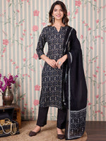 Thumbnail for Ode by House of Pataudi Abstract Printed Regular Pure Cotton Kurta with Trousers & Dupatta - Distacart