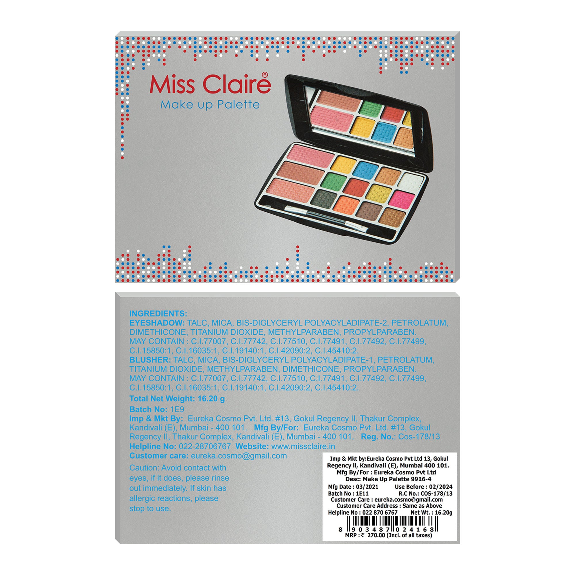 Miss Claire Make Up Palette 9916-4 (Make Up Kit)