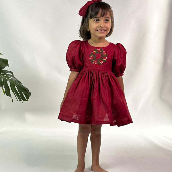 ArthLife Maroon Wreath Partywear Dress - Distacart