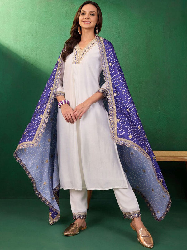 Sangria Sequence Embroidered Straight Kurta With Trousers