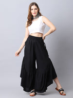 Thumbnail for TAG 7 Women Black Flared Ethnic Palazzos - Distacart