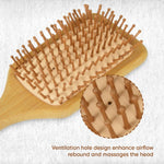 Thumbnail for ZEYU Wooden Rectangular Bamboo Hair Brush With Round Ball Bristles - Brown - Distacart