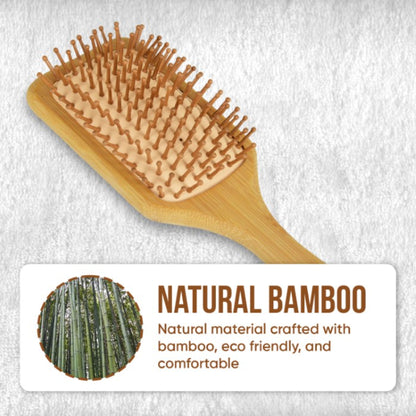 ZEYU Wooden Rectangular Bamboo Hair Brush With Round Ball Bristles - Brown - Distacart