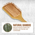 Thumbnail for ZEYU Wooden Rectangular Bamboo Hair Brush With Round Ball Bristles - Brown - Distacart