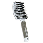 Thumbnail for ZEYU Detangler Big Curved Brush With Natural Boar Bristles - White
