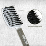 Thumbnail for ZEYU Detangler Big Curved Brush With Natural Boar Bristles - White - Distacart
