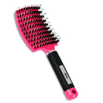 Thumbnail for ZEYU Detangler Big Curved Brush With Natural Boar Bristles - Rose Red