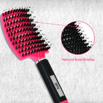 Thumbnail for ZEYU Detangler Big Curved Brush With Natural Boar Bristles - Rose Red - Distacart