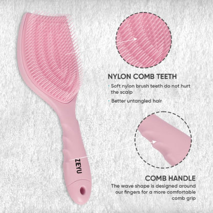 ZEYU Detangler Hairbrush with Removable Cleaning Brush - Pink - Distacart