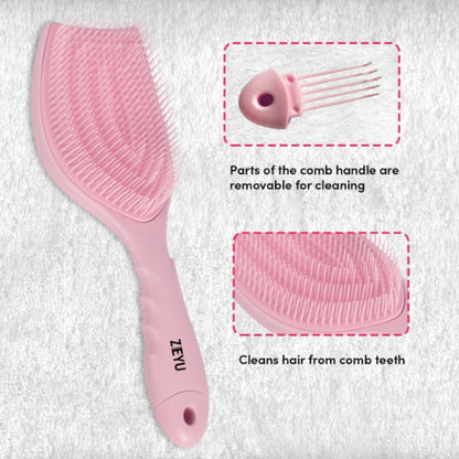 ZEYU Detangler Hairbrush with Removable Cleaning Brush - Pink - Distacart