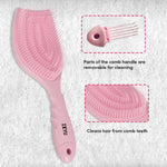 Thumbnail for ZEYU Detangler Hairbrush with Removable Cleaning Brush - Pink - Distacart