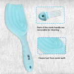 Thumbnail for ZEYU Detangler Hairbrush with Removable Cleaning Brush - Blue - Distacart