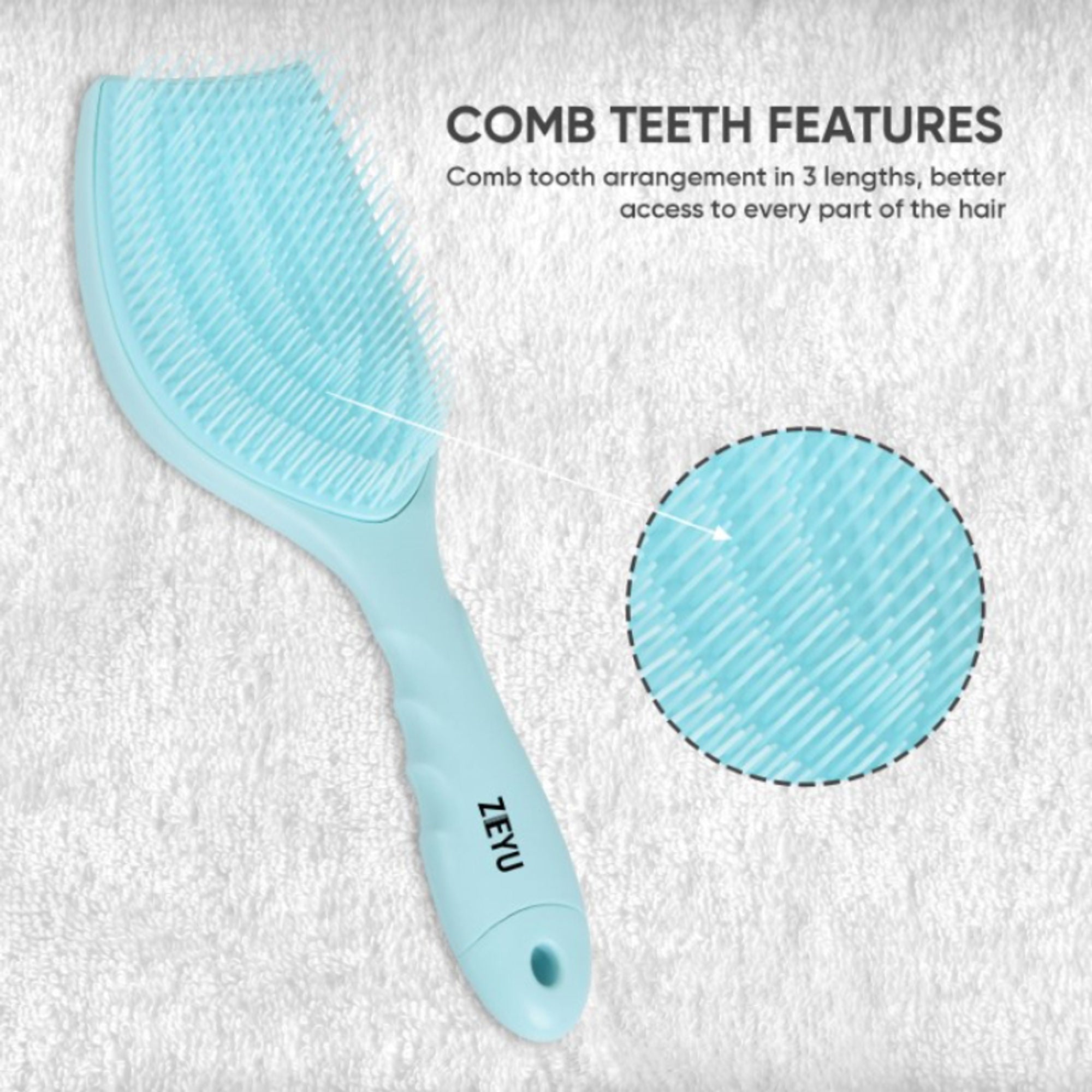 ZEYU Detangler Hairbrush with Removable Cleaning Brush - Blue - Distacart
