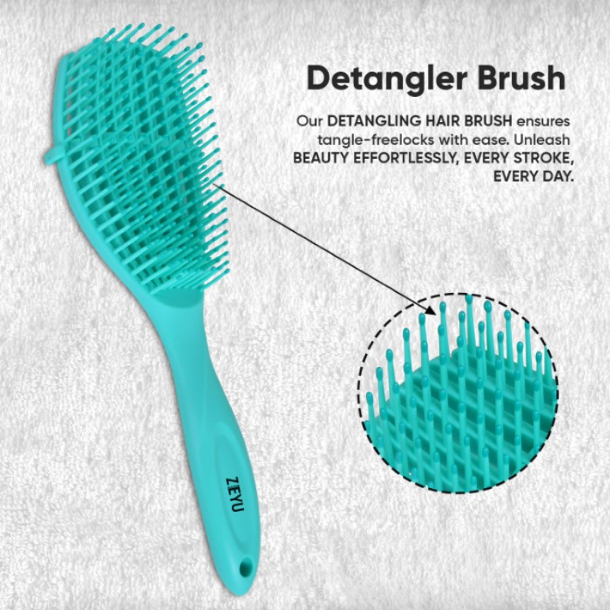 ZEYU Detangler Hairbrush for Curly Hair – 8-Row Flexible & Soft Nylon Bristles - Green - Distacart