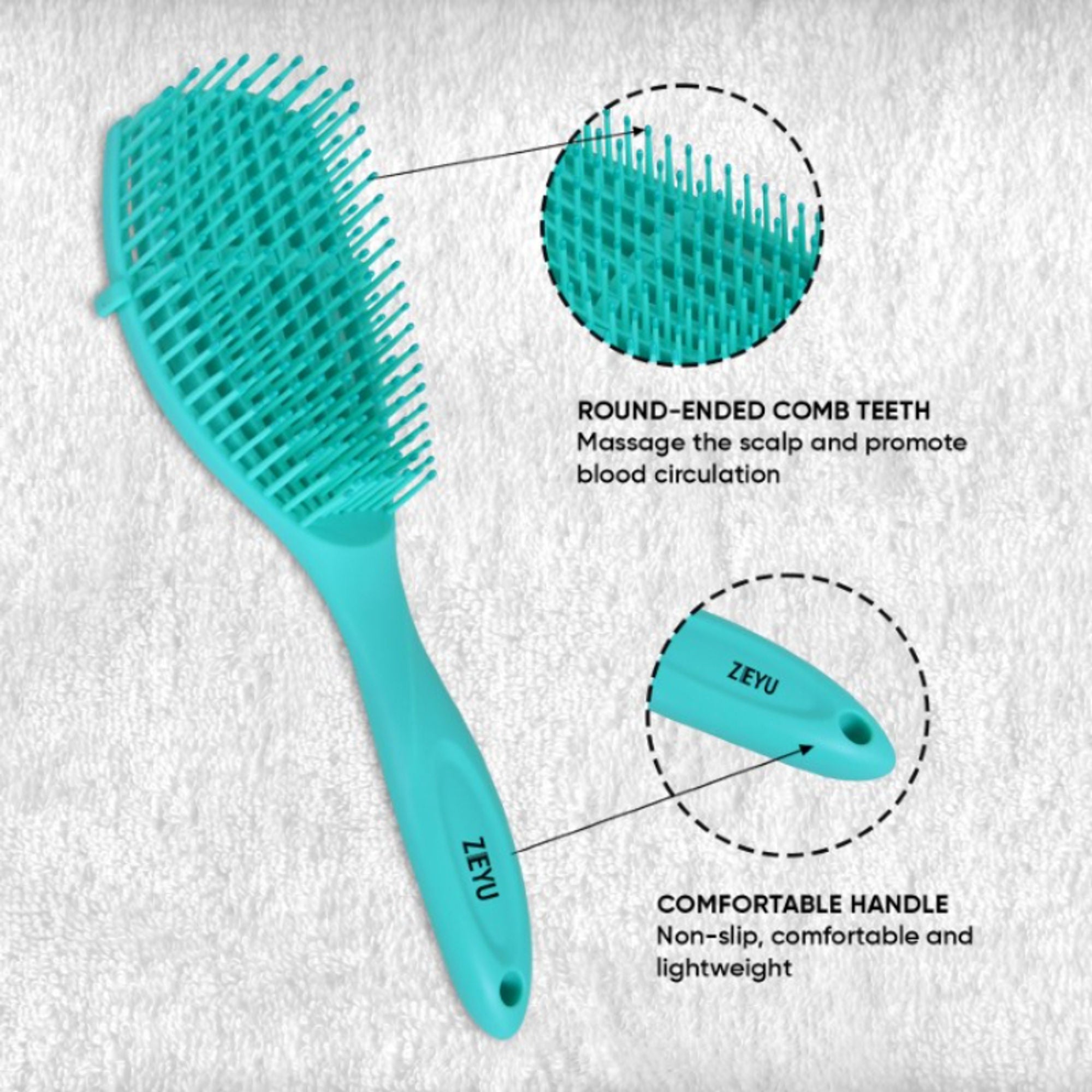 ZEYU Detangler Hairbrush for Curly Hair – 8-Row Flexible & Soft Nylon Bristles - Green - Distacart