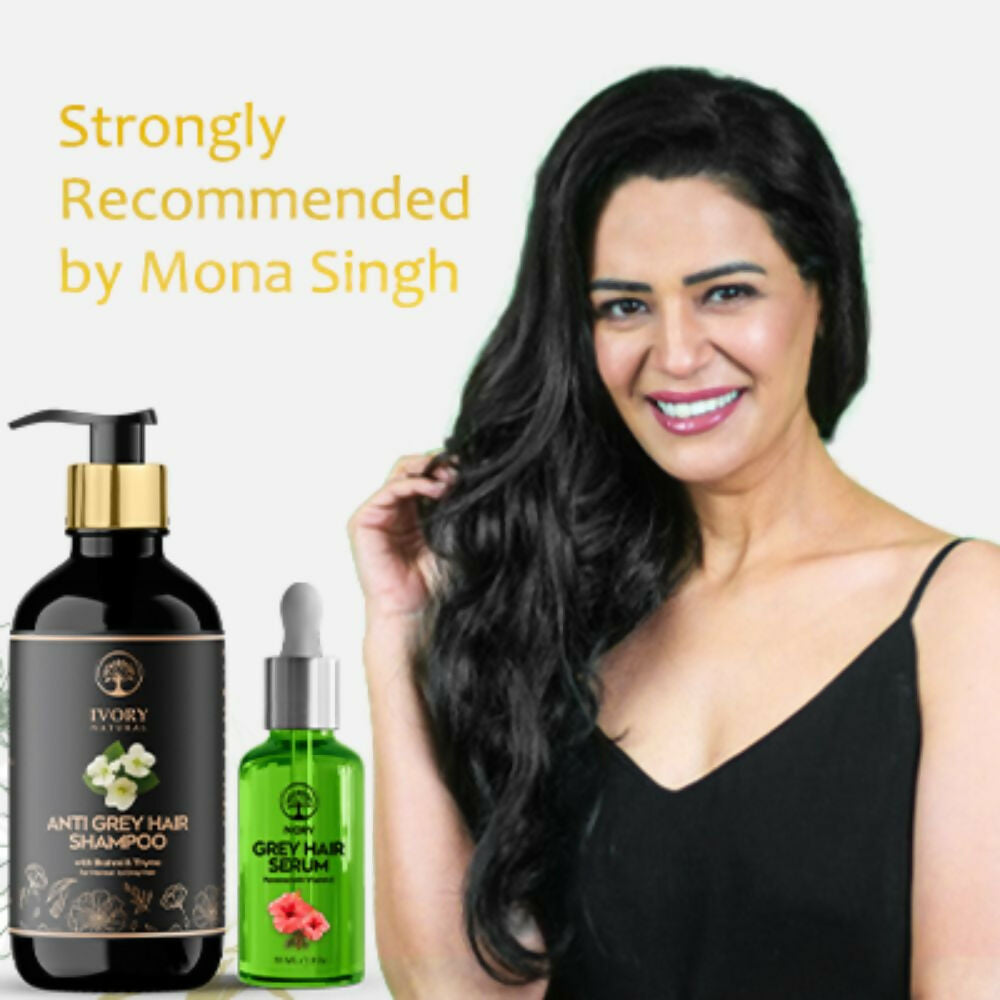 Ivory Natural Grey Serum And Hair Shampoo Combo Restores Natural Hair Wellness And Nourished, Shiny Hair - Distacart