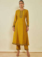 Thumbnail for Soch Ethnic Motifs Embroidered Gotta Patti Kurta with Trousers & With Dupatta - Distacart
