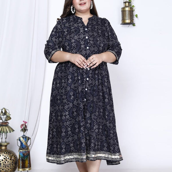 Swasti Bandhani Printed A-Line Maxi Ethnic Dress - Distacart