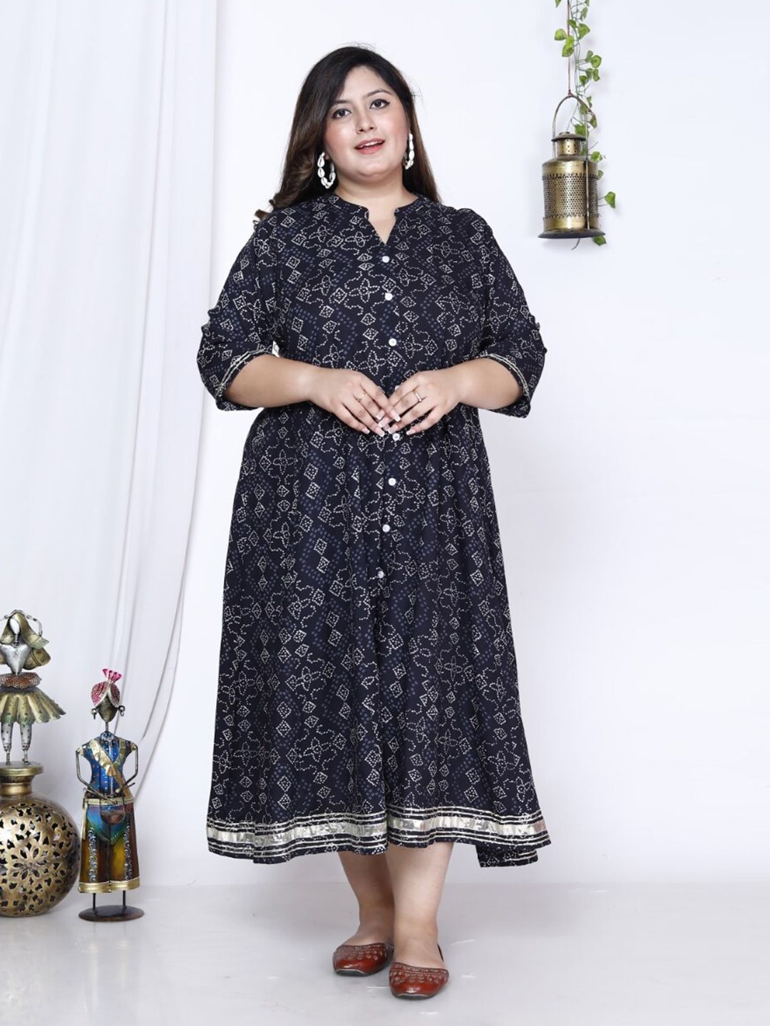 Swasti Bandhani Printed A-Line Maxi Ethnic Dress - Distacart