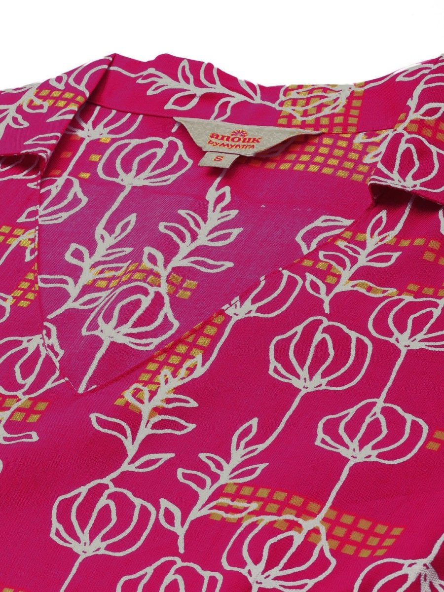 Anouk Women Floral Printed Asymmetric Regular Kurta with Trousers - Distacart